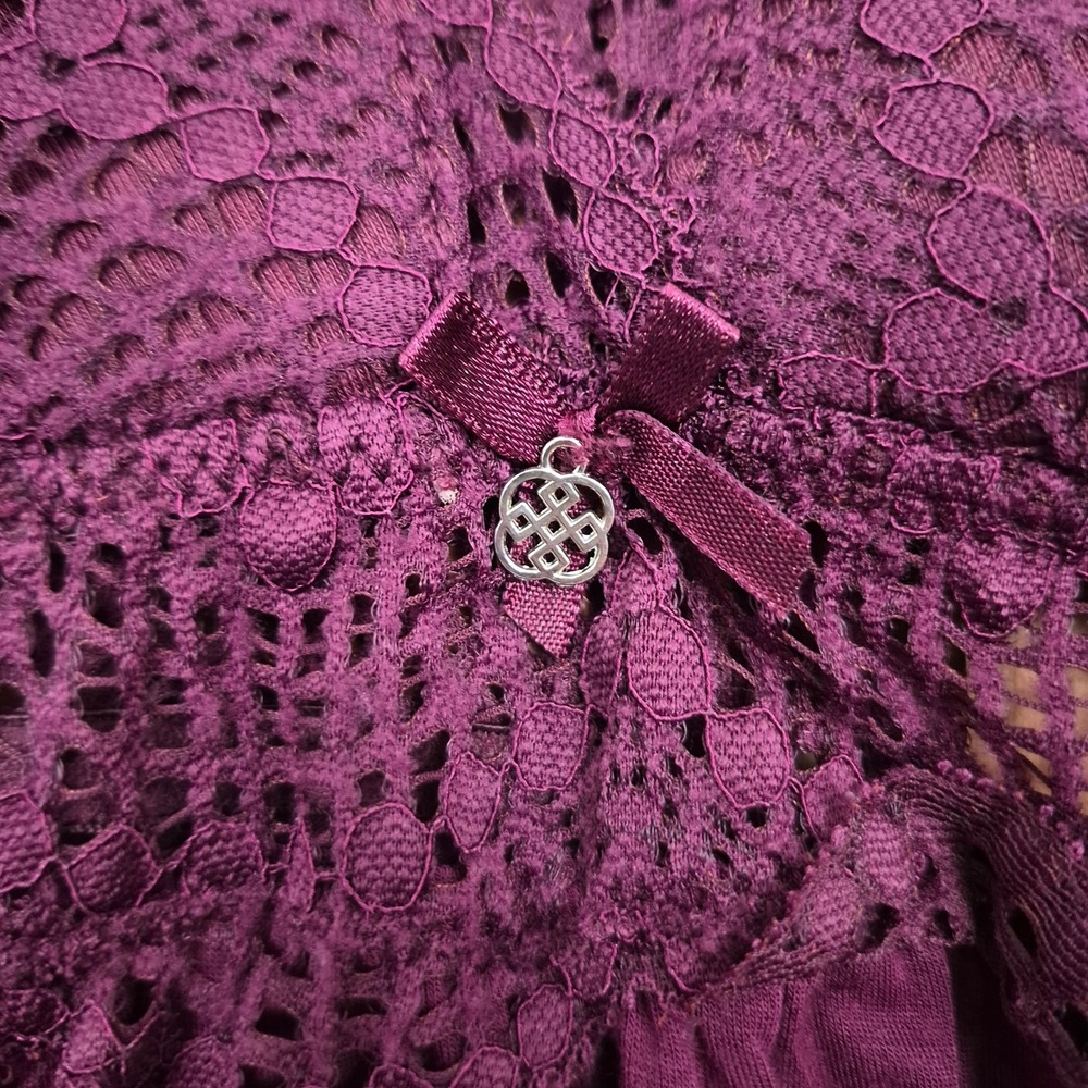 Daisy Fuentes Plum Purple Lace Racerback Baby Doll Camisole Top Size Medium - Picture 2 of 11
